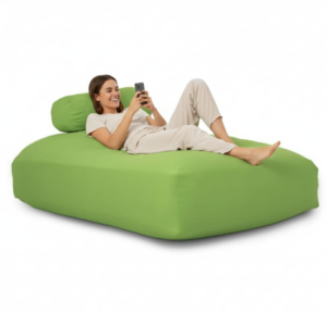 Puff quadrado com encosto de cabeça